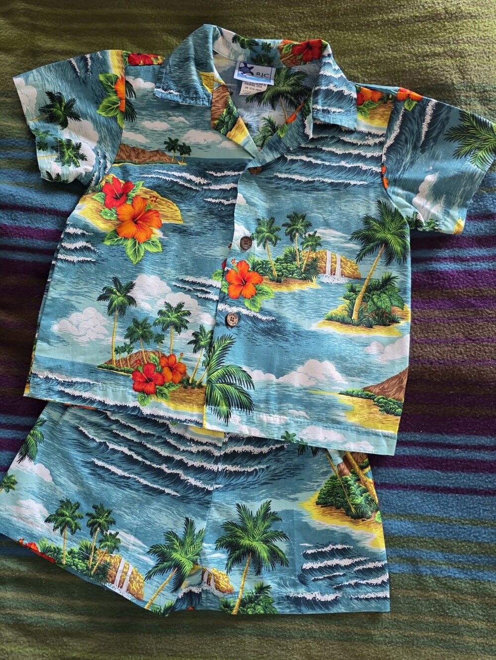 Royal Hawaiian Creations Vintage-Style 2-Pc. Cabana Set Cotton Shirt & Shorts 3T